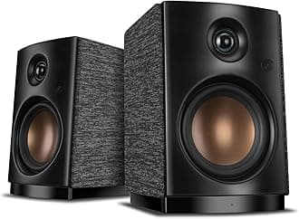 HiVi-Swans OS-10 Bluetooth Bookshelf Speakers, Active Bookshelf Speakers - 4'' Dynamic Woofer, Powered Desk Speakers 62w RMS with Remote Control for PC/Phone/TV