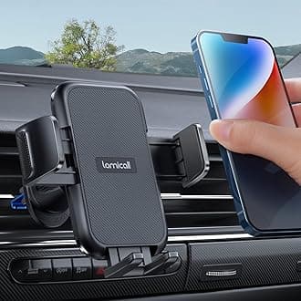 Car Phone Holder Vent - [Thick Cases Friendly] Wider Clamp & Metal Hook, Phone Holders for Your Car Mount Automobile Hands Free Cradle Air Vent for iPhone 17 16 15 14 Pro Max All Smartphone