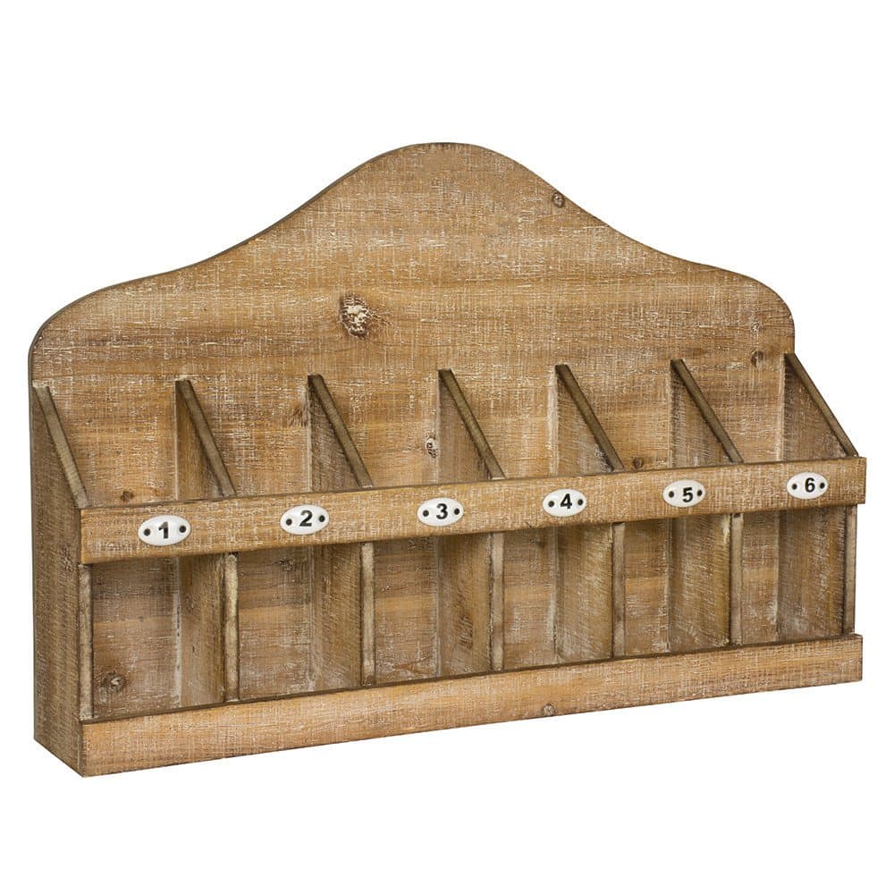 Rustic Wooden Wall Mounted 6 Bottle Wine Rack Display Holder Home Kitchen Bar 65cm Wide