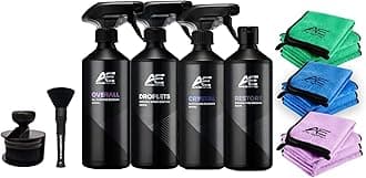 Auto Essentials 18 Piece Finishing Detailing Kit Ceramic Glass, Tyre & Interior Cleaner Brush Applicator Microfibre Doublesided Cloths