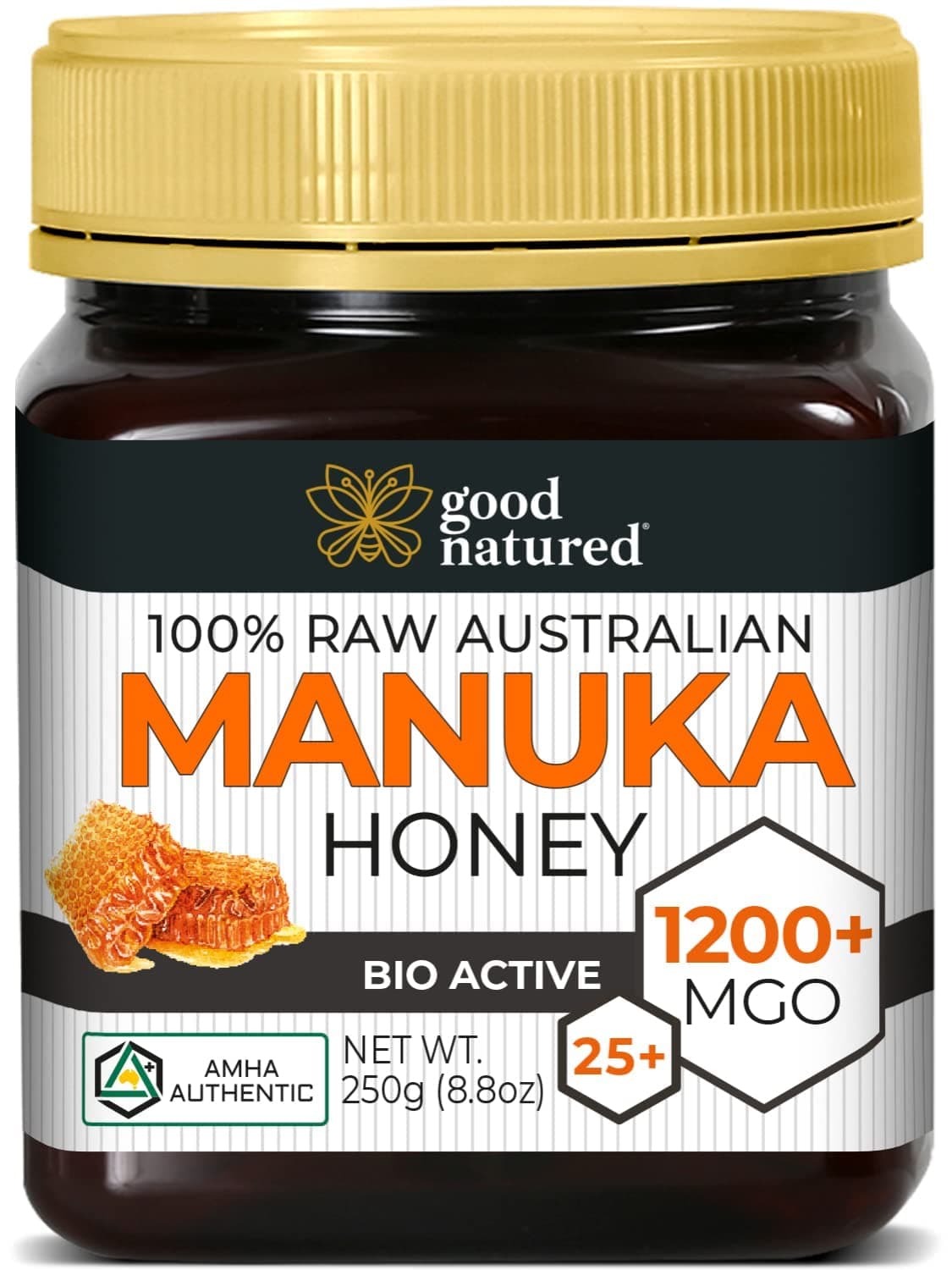 Good Natured Manuka Honey (MGO 1200+) - Highest Grade Raw Manuka Honey Medical Grade, Non-GMO, Lab-Tested & AMHA Certified, BPA-free, 8.8 oz