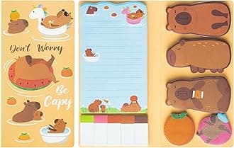B1ykin Cute Sticky Notes Set - Don’t Worry Be Capy Self-Stick Notes Pad, 550 Sheets Writing Memo Pages Sticky Notepad for Teacher Appreciation Gift School Office Party Favors Supplies (Capy)