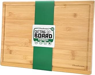 Cutting Board for Kitchen [Bamboo, Extra-Large] Eco-Friendly Wood Cutting Boards for Chopping Meat, Vegetables, Fruits, Cheese, Knife Friendly Serving Tray, 17.5 x 12-inch, 100% Natural Bamboo