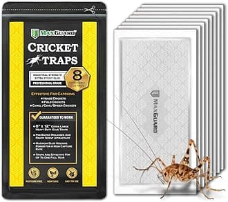 Extra Large Cricket Traps (8 Traps) | Non-Toxic Extra Sticky Glue Board Pre-Baited Cricket Attractant | Trap & Kill House Crickets, Insects, Spiders, Bugs |