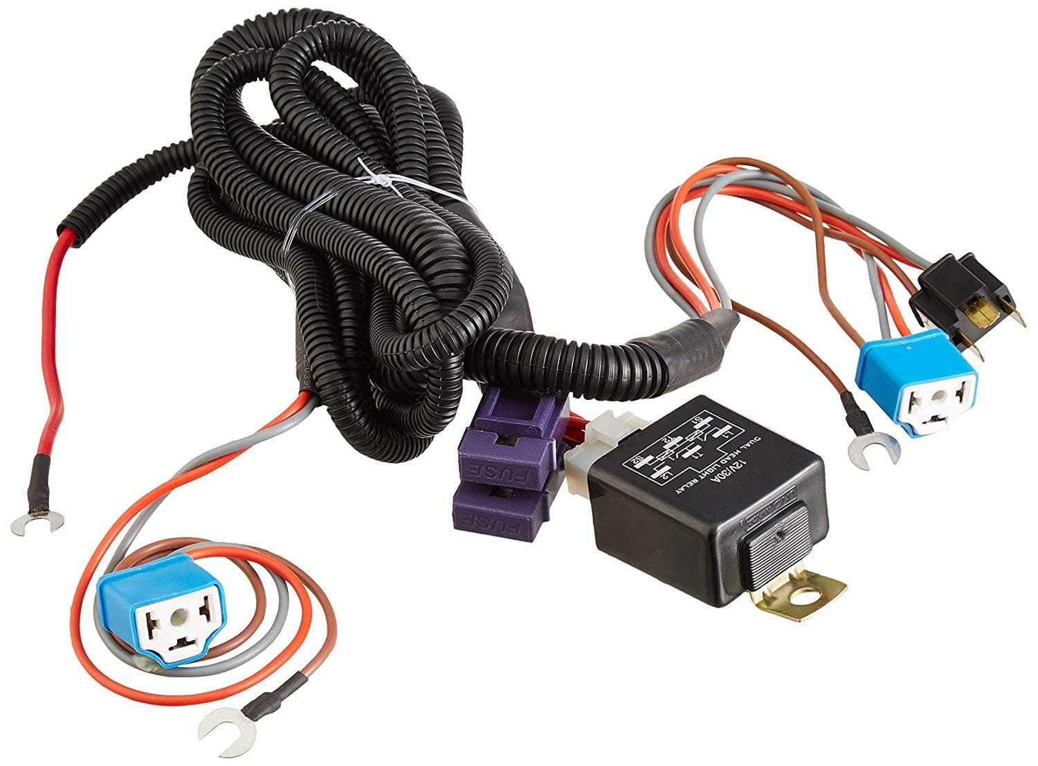 TD-2006 Head Light Connectors with Relay & Ceramic Bulb Holders (H4) - 100/130W - 12V/30A Universal for all Cars