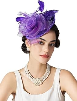 SWEETV Flower Sinamay Tea Party Fascinators for Women, Kentucky Derby Hats for Church, Cocktail, Wedding, Fancy Dress Party