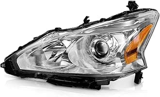 WEELMOTO Headlight Assembly Compatible with 2013-2015 Nissan Altima，Headlight Replacement for 13 14 15 Nissan Altima with Chrome Housing Amber Reflector Left Driver Side(DOES NOT FIT XENON/HID)
