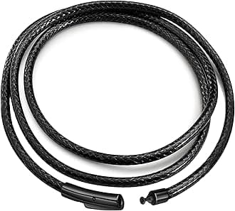 IOYYIO Flexible 2MM/3MM/4MM/5MM ，14" to 42" Waterproof Braided Leather Chain Cord Necklace for Men/Women, Brown/Black Rope Chain for pendant (Gift Box)