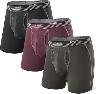 Separatec Mens Underwear with Pouch for balls Anti Chafing Underwear Men Athletic Sport Performance Long Boxer Briefs 3 Pack