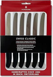 Victorinox Swiss Classic Steak Knife Set, 4-1/2-Inch Serrated Blades 6 Pack Black 6.7833.6US1
