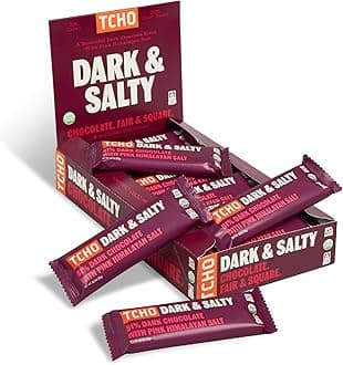TCHO Dark & Salty Chocolate Bars (18 pack) | 100% Plant-Based, Organic 81% Dark Chocolate with Pink Himalayan Salt | Vegan, Soy-Free, Gluten-Free, Individually Wrapped Bars | A Guilt-Free Indulgence (0.70oz each)