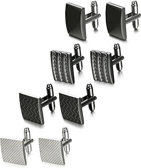 Cufflinks for Men Classic Black Cufflink Set Unique Round Square Rectangle Cuff Links for Business Shirt Formal Wedding Tuxedo Groom Suit Accessories Men Present