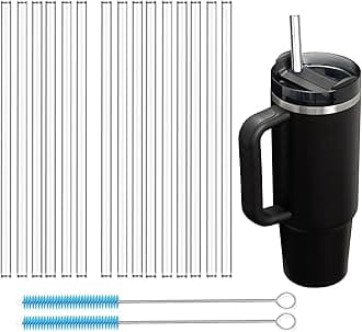15-Pack Borosilicate Reusable Glass Straws for Stanley 40 oz Tumbler Replacement, Extra Long 12 Inch 8mm, Shatter Resistant, BPA Free, Thick Clear Drinking Straws for Hot & Cold Drinks
