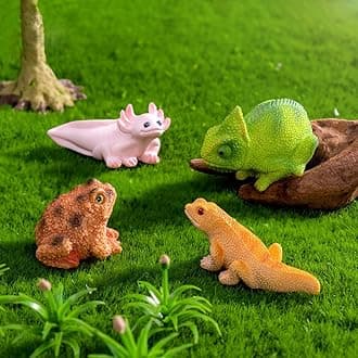 Mini Axolotl Figures 4 Pack Little Axolotl Mini Resin Animals Figurine Small Lizard Tiny Toads for Miniature Fairy Garden Accessories Micro Landscape Statues Gifts Pink