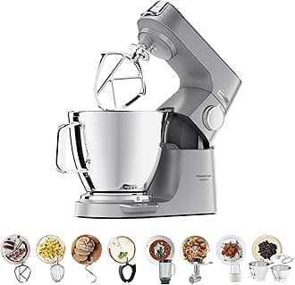 Stand Mixer Metal Body Kitchen Machine TITANIUM CHEF BAKER XL with Built-in Weighing Scale, DuoBowl, 4 Tools, Glass Blender, Meat Grinder, Multi Mill KVL85.344SI Silver