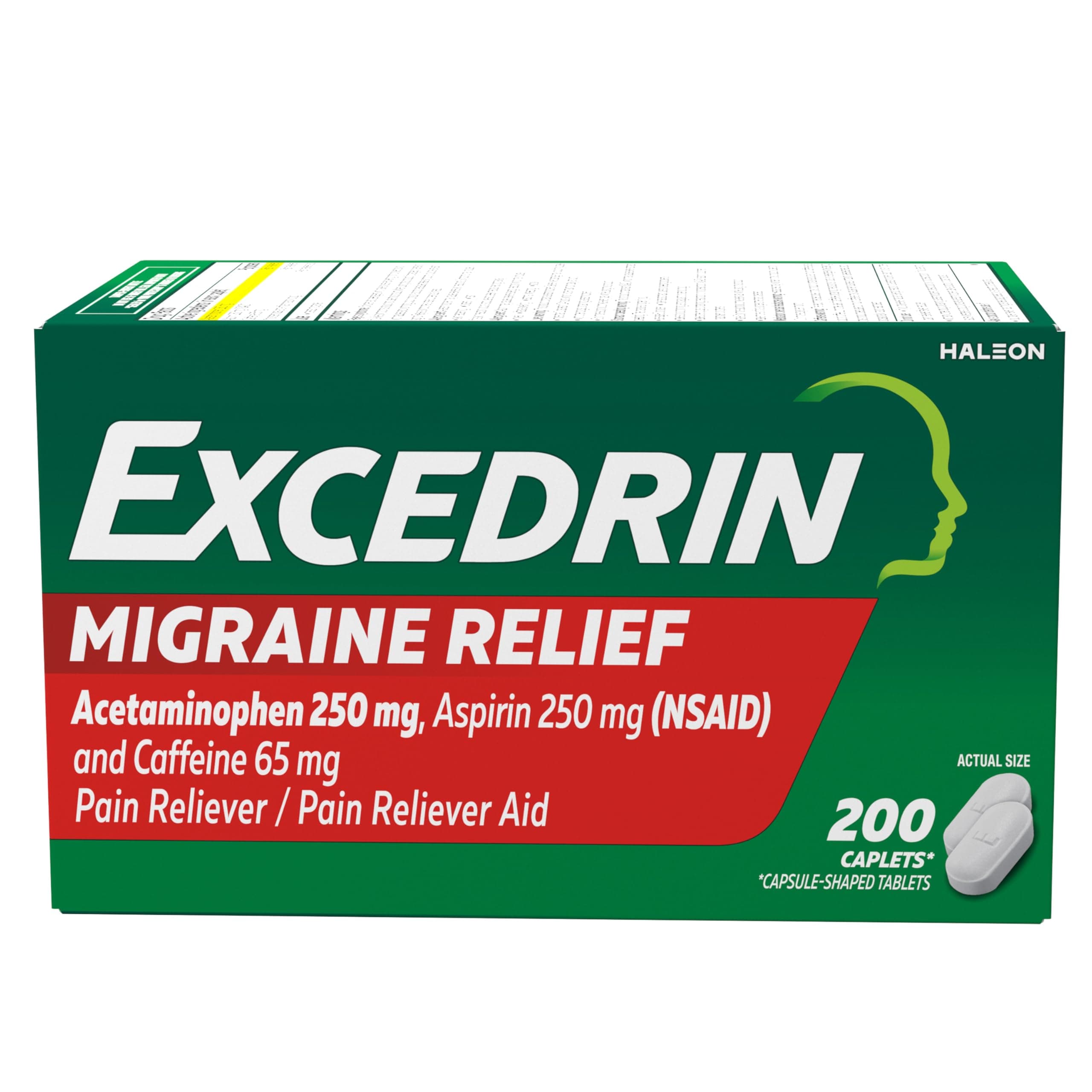 - Excedrin Migraine Relief Caplets to Alleviate Migraine Symptoms - 200 Count