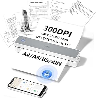 iDPRT Portable-Printer Wireless for Travel,300DPI Inkless Thermal Small Printers for Home Use,Office,Vehicles,Mobile Bluetooth Printer Supports 8.5" x 11" US Letter,for Smartphone & PC,White