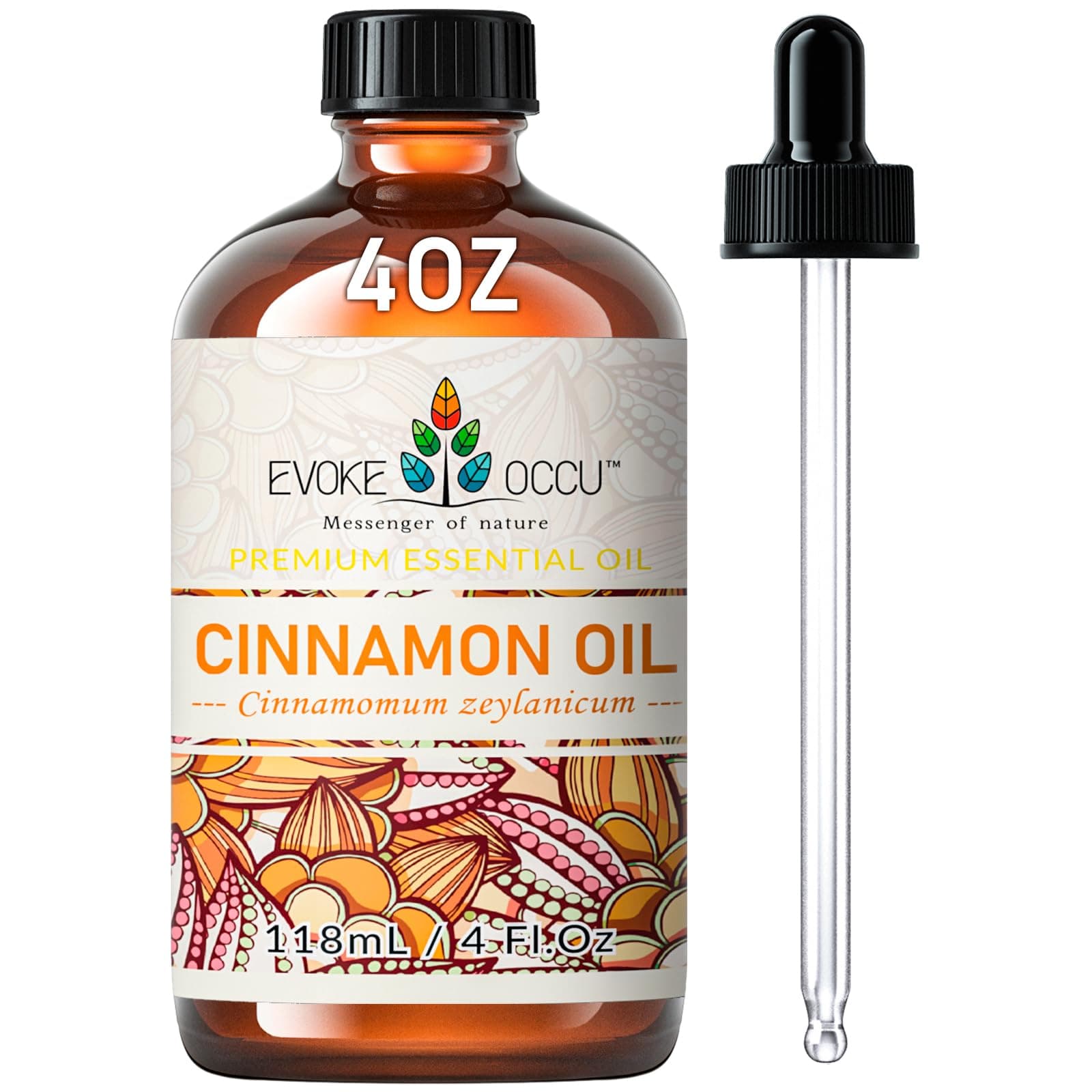 EVOKE OCCU Cinnamon Essential Oil - Warm Fall Scent for Diffuser, Spray, Soap, Candles, Hair & Skin Care - 4 Fl Oz