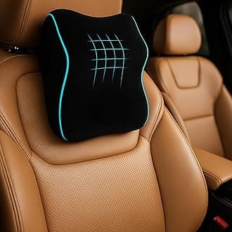 Sleepsia Car Neck Pillow for Head & Cervical Support | 1 Year Warranty | 100% Memory Foam | Ergonomic Car Seat Headrest Cushion – Relieves Neck Pain (Black)