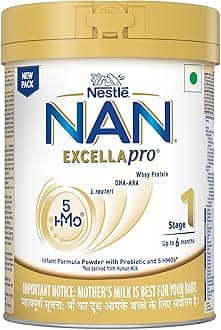 Nestlé NAN EXCELLAPRO Stage 1 Infant Formula Milk Powder with HMOs & Probiotic for Babies (Up To 6 Months), 400g Tin With Smartlid