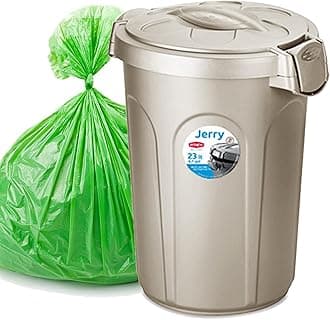 Home Centre Indoor Outdoor Clip On Locking Lid Brown/Grey 8-23-46 Litre Plastic Waterproof Waste Bin Garden Office Kitchen Home Dustbin Sturdy Heavy Duty Rubbish Recycle Sortation (Beige 23 Litre)