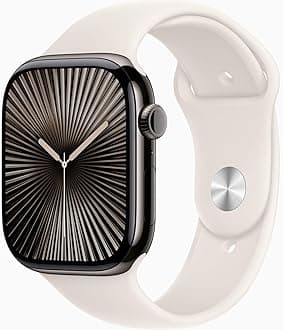 Apple Watch Series 10 [GPS, 42mm] - Slate Titanium Case with Starlight Sport Band, S/M (Renewed)
