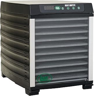 LEM Products MightyBite 10-Tray Dehydrator, Food Dehydrator for Beef, Meat, Vegetables and Fruits, Includes Dryer and 10 Trays, Black
