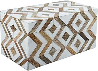 Handicrafts Home Handmade Decorative Storage Box with Lid - Jewelry Organizer, Keepsake Holder & Gift Box, Decor, Marquet Array Pattern Made with Resin Inlay & Wood,cajas organizadoras –10X5X5 In