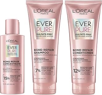 L'Oreal Paris Bond Repair Shampoo, Conditioner and Sulfate Free Pre-Shampoo Treatment, For Colored, Bleached or Damaged Hair, 3 Count