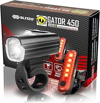 Bike Lights for Night Riding, Super Bright Bicycle Reflectors, USB Rechargeable Bike Lights Front and Back, Water-Resistant, 4+5 Modes Headlight Taillight Set for Safety, Men, Women & Kids Gator 450