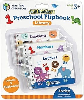 Learning Resources Skill Builders! Preschool Flipbook,3 Pieces, Ages 3+, Library Preschool, Learning Activities, Letters, Numbers, Counting, Toddler Activity Book
