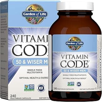 Garden of LifeMultivitamin for Men - Vitamin Code 50 & Wiser Men's Raw Whole Food Vitamin Supplement with Probiotics, Vegetarian, 240 Capsules