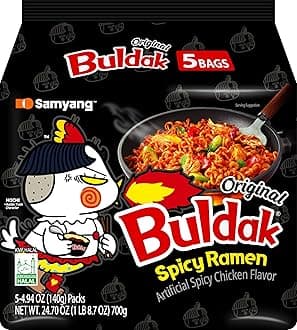 Samyang Buldak Korean Hot Spicy Chicken Stir-Fried Ramyun Noodles 4.94 oz (Pack of 5)