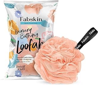 FABSKIN Loofah for Bathing | Bath Shower Sponge Scrubber Exfoliator for Women and Men | Body Wash Scrub | Bath Scrubber for Body (Peach)