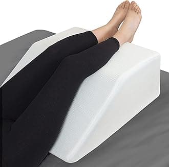 Leg Elevation Pillow with Memory Foam Top - Elevated Leg Rest Pillow for Circulation, Swelling, Knee Pain Relief - Wedge Pillow for Legs, Sleeping, Reading, Relaxing - Washable Cover (10 Inch)