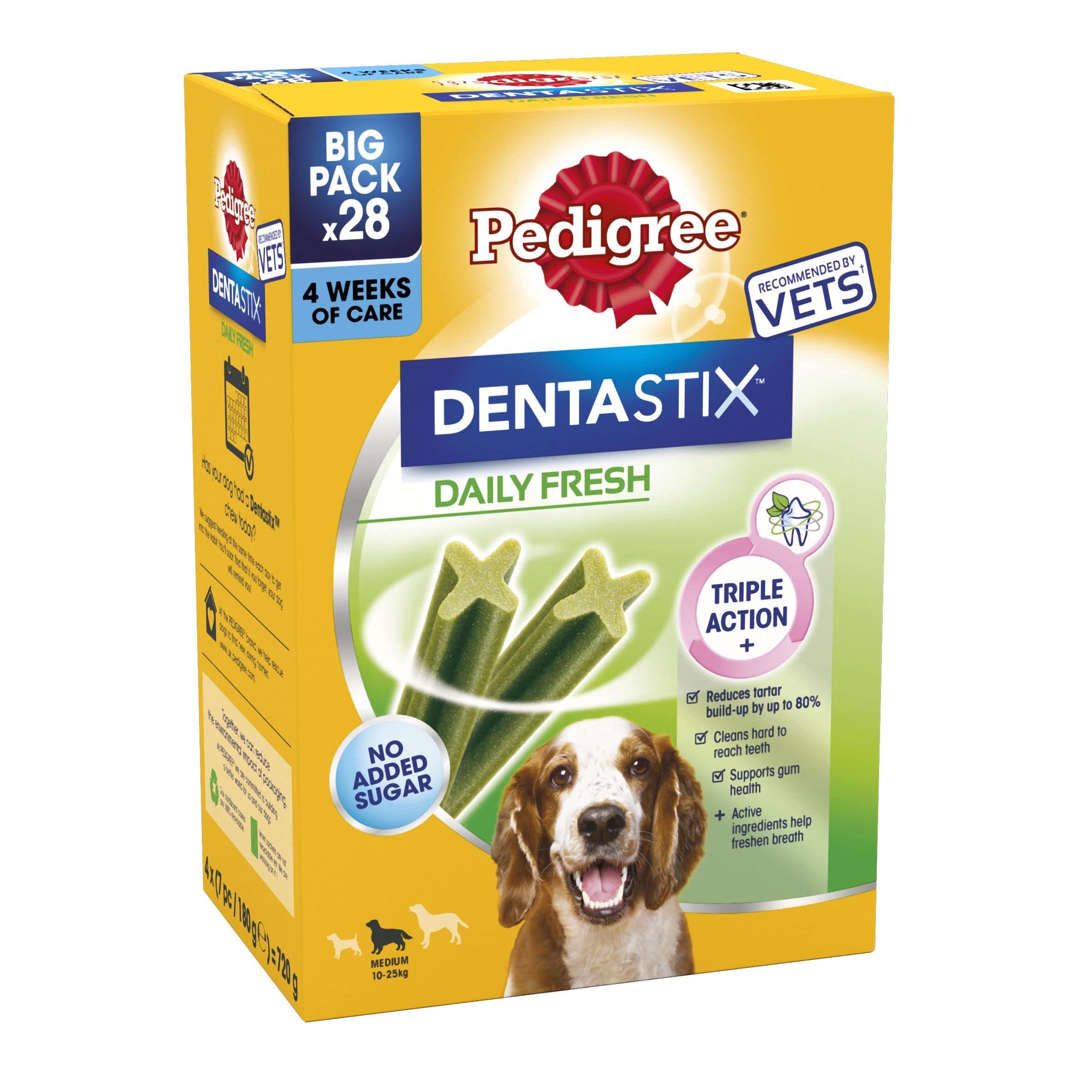 DENTASTIX Fresh - Dental Dog Chews - Medium Dogs 10-25kg - 4 x 28 Sticks - Megapack of Dog Dental Sticks