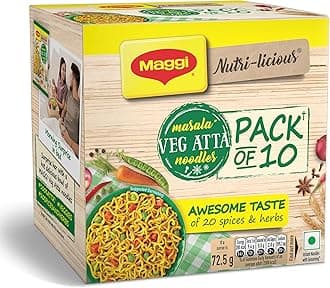 MAGGI Masala Veg Atta Noodles|100% Atta|Tasty 20 Spices & Herbs|Source of Fibre & Iron |725 Gm
