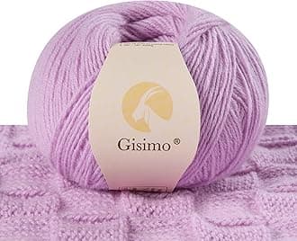 100% Inner Mongolian Cashmere Yarn, 6-Ply Luxurious and Soft Yarn for Hand Knitting & Crocheting (Light Purple,1 Ball)