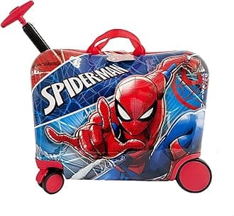 Fast Forward Ride on Suitcase for Kids, 18'' Toddler Carry-On Luggage With Wheels, Cute Lightweight Kids Travel Suitcase Trolley, Multicolor, 18.9 x 9.5 x 14.5 inches, Spiderman Luggage