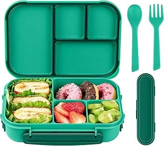 Lunch Box Kids,Bento Box Adult,Leakproof Lunch Containers for Adults/Kids/Toddler,1200ML-4 Compartments bento Lunch box with Utensil,Microwave & Dishwasher & Freezer Safe (Green)