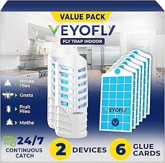 VEYOFLY Indoor Flying Insect Trap - Plug-in Fruit Fly Trap, Mosquitoes and Flies with Refills - Odor Free Insect Light for Home