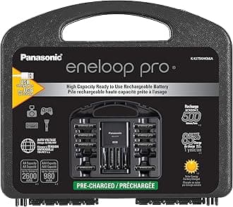 Eneloop Panasonic K-KJ75KHC66A pro High Capacity Rechargeable Batteries Power Pack 6AA, 6AAA, Advanced Battery Charger with USB Charging Port and Plastic Storage Case