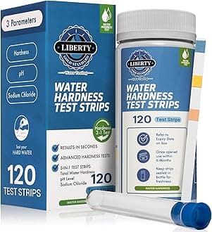 Liberty Gold Standard© Water Hardness 3-1 Test Strips (120-Piece): Water Testing Kit for Home, Drinking, Well, Spa, Swimming Pool, Softener, Dishwasher for Calcium Magnesium and Salt Levels
