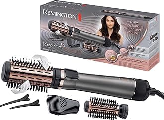 Remington Keratin Protect Automatic Rotary Blower Brush (1000W, Ceramic, Variable Temperature, 3 Accessories: 2 Round Brushes 40 & 50 mm + Volume) AS8811