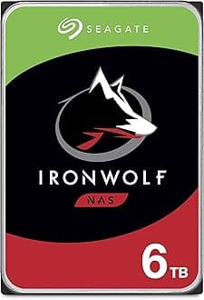 Seagate IronWolf 6 TB NAS Internal Hard Drive HDD – 3.5 Inch SATA 6 GB/s 7200 RPM 256 MB Cache for RAID Network Attached Storage, 3 Years Data Recovery – Frustration Free Packaging (ST6000VNZ033)