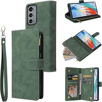LBYZCASE Phone Case for LG Wing 5G(2020),LG Wing Wallet Case,Luxury Folio Flip Leather Cover[Zipper Pocket][Wrist Strap][Kickstand ][Magnetic Closure] for LG Wing (Green)