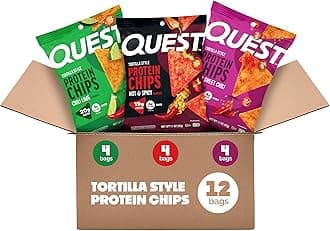 Nutrition Tortilla Style Protein Chips, Spicy Variety Pack, Chili Lime, Hot & Spicy, & Spicy Sweet Chili, 12 Count (3 Each Flavor)