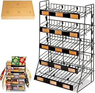 Candy Display Rack | Countertop Snack Organizer for Stores & Office | Chip Rack & Snack Stand for Counter Displays | Merchandising Shelf for Candy, Chips & Snacks