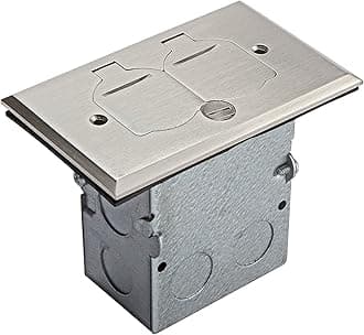 Enerlites 975507-C Brass Flip Open Cover Floor Junction Box Kit, Electric Box, 1 Gang 20A Tamper-Weather Resistant Duplex Receptacle 1-Gang 975507-S 1