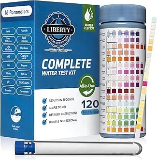 Liberty Gold Standard© Water Testing Strips (121-Piece Kit) All-in-One Test for Home Drinking Water, Wells and 16 Unique Tests for Lead, Hard Water Hardness, pH, Heavy Metals & More